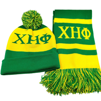 Bufandas y Gorros de Invierno para Adultos Beyou con Logotipo Personalizado de la Hermandad Chi Eta Phi, Tejido Liso con Símbolo Griego Teñido con Hilo, 100% Acrílico, Talla Mediana