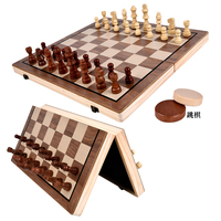 15'' magnetisches hölzernes Schachspiel-Set Klappbrett Schachstücke Aufbewahrungsslots Schachset für Anfänger Kinder Erwachsene