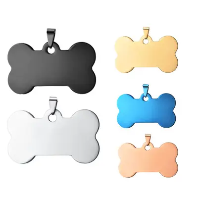 Stainless Steel Bone Shape Gold Pet Tags Custom Engrave Blank Pet Id Tag