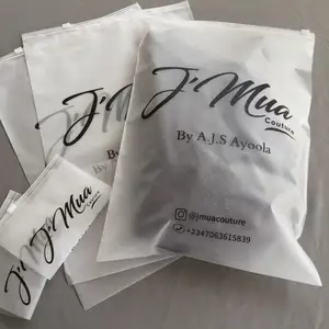 Bolsa ziplock de plástico esmerilado con cremallera para ropa, Impresión de logotipo personalizado, embalaje de camisa, ropa, pequeña y comercial