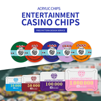 Jetons de poker en acrylique personnalisés par le fabricant d'origine avec logo imprimé et valeur nominale, parfaits pour les jeux de casino et les jeux de table.