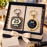 Porte-clés rotatifs personnalisés en métal, carrés et ronds, en alliage de zinc, avec logo anniversaire, pour cadeaux de carrière pour les employés