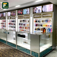 Vitrine de présentation moderne et robuste pour parfumerie, en verre, avec éclairage LED, pour comptoir ou mur, idéale pour les magasins de détail
