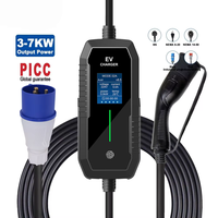 Chargeur EV portable 7kW 32A Type 2 Plug and Play avec écran LCD, courant réglable, câble de charge mobile pour usage domestique CE ROHS