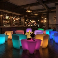 Ensemble de meubles de jardin décoratifs à LED imperméables à 16 couleurs, rechargeables, éclairage lumineux pour table et chaises de jardin, parc, plage