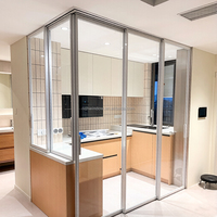 Fenêtre coulissante horizontale en alliage d'aluminium sur mesure, insonorisée et coupe-vent, pour cuisine et salle de bain, design minimaliste, design graphique, vente en gros