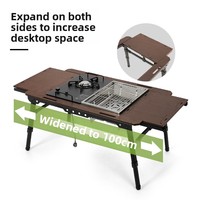 Ensemble table et chaises de camping en alliage d'aluminium, pliable, style néoclassique, mobilier d'extérieur, grain de bois noir, certifié