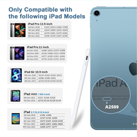 Pena Stylus Magnetik Pintar dengan Palm Rejection untuk Pad 10/9/8/7/6 Mini 6/5 Air 5/4/3 Pro 11 inci 3/2/1, Pro 12.9 inci 6/5/4/3