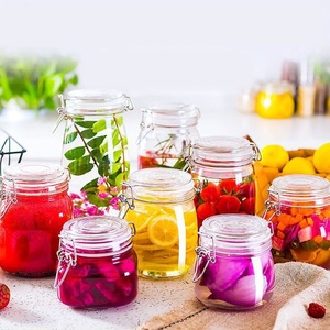 Wide-Mouth Food Airtight Sturdy Glass Canisters Dry Kitchen Storage Mason Glass Jars with Lid