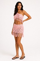 Jupe en tricot pour femme avec logo personnalisé, légère, courte, géométrique, tendance, style club, en acrylique, pour l'été, fabrication OEM & ODM