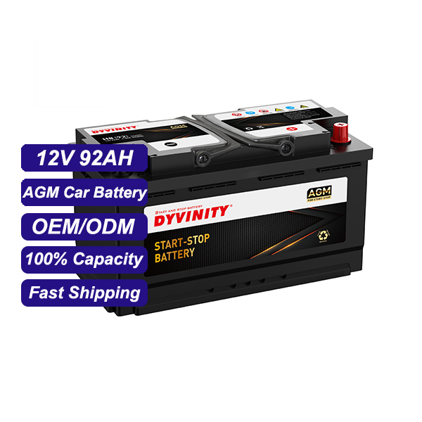 MF Start-stop Batteries 12V 92AH 6-QTF-92 Lead Acid AGM Car Battery with 850 CCA for Automotive Start Stop System