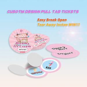 Özel baskı yuvarlak şekil çekme sekmeler kumar timanufacturer üretici ücretsiz tasarım kart çekme piyango biletleri hızlı teslimat - Product Image 2