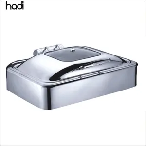 HD restaurant equipment food warmer new products chafing dish rectangle silver 9 liter induction hydraulic buffet shafing dishes