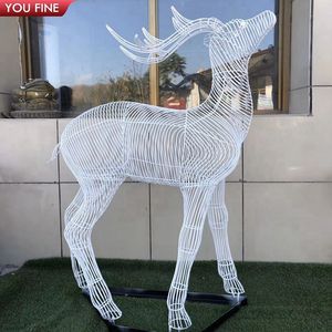 חיצוני גן קישוט רשת נירוסטה צבי חוט פיסול - Product Image 4