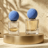 Flacon de parfum en verre transparent de 30 ml avec couvercle en pierre planétaire unique, base épaisse, boîte cadeau de luxe personnalisée avec logo, flacon de parfum