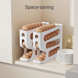 ที่วางไข่สำหรับตู้เย็น ที่จ่ายไข่อัตโนมัติสำหรับตู้เย็น เคาน์เตอร์ครัว ห้องครัว - ที่จัดระเบียบไข่แบบประหยัดพื้นที่ - Product Image 6