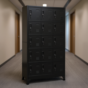 Armario Metálico Negro de Acero, 35.4"x15.7"x70.9", Unidad de Almacenamiento Resistente para Garaje, Tipo Vertical, Cinco Niveles - Product Image 2