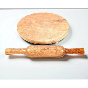 Premium Wooden <b>Rolling</b> Board and Belan Set for Chapati Roti Dough <b>Rolling</b> Kitchen Use Available at Wholesale Price - Product Image 1