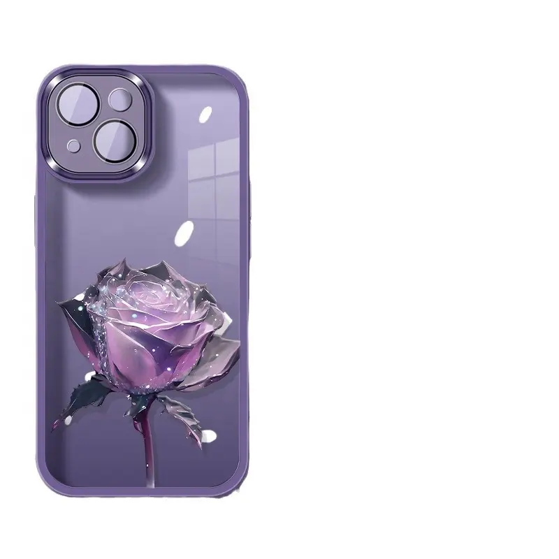 Coque de téléphone en silicone violet Rose XL pour iPhone11 iPhone12 Pro avec film transparent à 13 lentilles