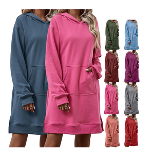 Novedad Otoño/Invierno 2026 Europeo-Americano: Sudadera Larga con Capucha para Mujer, Color Liso, Casual, Transpirable, Forrada, con Cordón Ajustable y Emblema de Cristal - Product Image 1