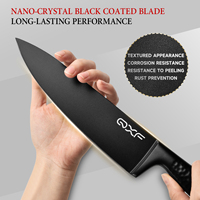 Couteau de Chef QXF à Manche Creux Noir, Couteau de Cuisine en Acier Inoxydable, Couteau de Chef Ergonomique à Lame Épaisse, OEM ODM