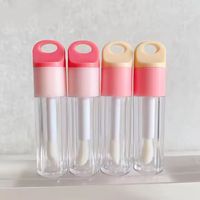 Tube de brillant à lèvres créatif avec crochet porte-clés, nouvelle grande tête de brosse, brillant à lèvres transparent en ABS, option de logo personnalisé pour distributeur