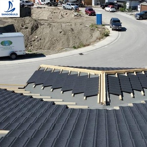 Tuiles de <span class=keywords><strong>toiture</strong></span> <span class=keywords><strong>en</strong></span> métal revêtues de pierre résistantes aux intempéries SANGOBUILD avec une garantie d'étanchéité de 50 ans pour la construction de maisons - Product Image 4