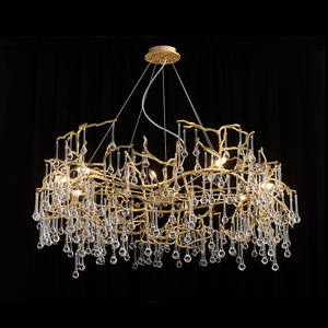 Lustre Moderne Cristal Lumières De Luxe Branche D'arbre Lustre Restaurant Salle À Manger Rond Goutte De Pluie Lustre En Cristal - Product Image 1