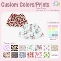 Jupe pour filles vert menthe à imprimé floral et roses, taille élastique, ourlet en dentelle blanche, coupe ample en A, mini-jupe décontractée d'été pour enfants