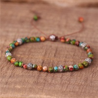 Bracelet en pierres naturelles de jaspe impérial argenté vintage antique de 18 couleurs pour femmes, bijoux en pierres précieuses ajustables bohèmes, vente en gros
