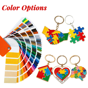Porte-clés en métal personnalisés thème Puzzle de la Sensibilisation à l'Autisme, émail coloré, breloques de soutien pour la lutte pour la communauté, échantillon 7D, production en série 15D - Product Image 2