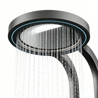 Ensemble de douche en acier inoxydable noir, moderne et luxueux, avec affichage numérique LED, jet de pluie, cascade, haute pression