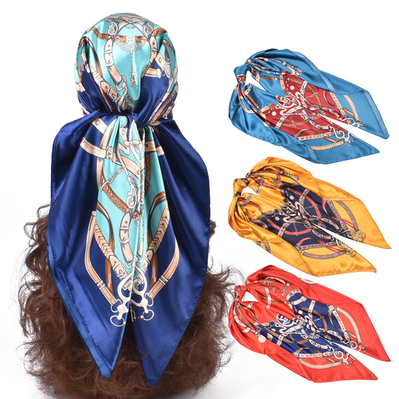 Квадратный шарф бренда 90x90, модные маленькие квадратные шарфы для сумок, Роскошный дизайнерский женский платок с принтом, квадратный шелковый шарф