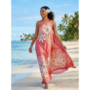 Custom Polynesian Sarong Hawaiian Pareo Floral Print 100% Rayon Lightweight Chiffon Tropical <b>Beach</b> Wrap OEM ODM Manufacturer - Product Image 1