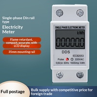 Meter Energi Digital Cerdas DDS Satu Fasa Layar LCD Tipe Rel 220V 2P Kelas Akurasi 1 60A Lintas Negara