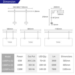 Lámpara para Acuario con Temporizador y Regulador de Intensidad de 180W con Soporte, Control por Aplicación, Week Aqua Phoenix L1200 Pro - Product Image 4