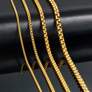 1 pièce, chaîne en acier inoxydable de couleur or, épaisseur 2 mm/3 mm/4 mm/5 mm, collier classique à maillons pour homme et femme - Product Image 1