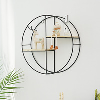 Nouveau design Présentoir mural hexagonal flottant en métal en fer rétro Étagère murale décorative artisanale