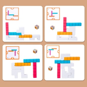 Puzzle educativo in legno <span class=keywords><strong>con</strong></span> carte gioco di blocchi di costruzione di corrispondenza cognitiva - Product Image 2