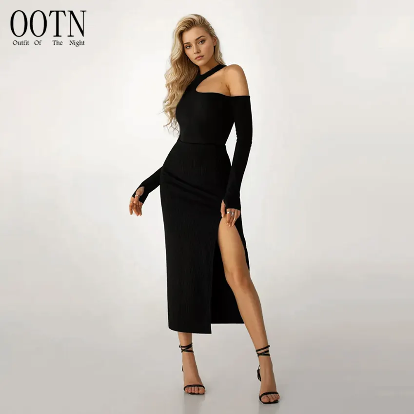 Ootn Sexy Halflange Zwarte Rokken Vrouwen 2024 Elegante Mode Hoge Taille Faldas Koreaanse Stijl Kantoor Dames Bodycon Zomerrok