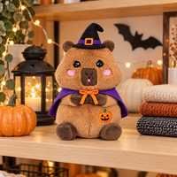 Peluche Capybara Mignonne Personnalisée pour Halloween, avec Chapeau de Sorcière et Broderie Citrouille, en Polyester Durable et Doux, Faite à la Main, pour Décoration