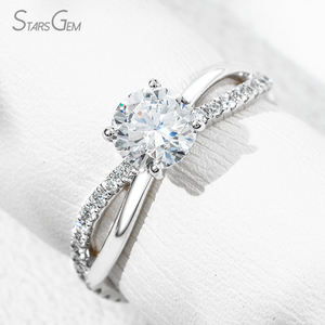 Starsgem 1.3ct 6.36mm กลมสุกใสตัดในห้องปฏิบัติการเพชรที่ปลูกด้วยทองคำขาว9K แหวนหมั้นเพชรด้านข้าง - Product Image 3