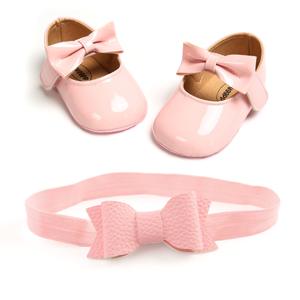 Nuevo Conjunto de 2 Piezas de Zapatos de Vestir Antideslizantes de Gamuza con Lazo para Niña y Diadema, Regalo para Fiesta de Cumpleaños de Bebé - Product Image 1