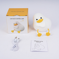 Lampe de chevet mignon caneton Rechargeable 7 couleurs Clap veilleuse pour enfants Silhouette scènes de nuit pour un sommeil calme