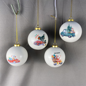 Boules <span class=keywords><strong>de</strong></span> <span class=keywords><strong>Noël</strong></span> en céramique personnalisées, brillantes et émaillées, blanches unies, pour la décoration <span class=keywords><strong>de</strong></span> l'arbre et <span class=keywords><strong>de</strong></span> la maison - Vente en gros - Product Image 4