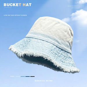 Femmes été coton seau chapeau pliable pêcheur <span class=keywords><strong>Bob</strong></span> casquette Hip Hop Style décontracté dessin animé motif lavé Denim pour hommes femmes - Product Image 3