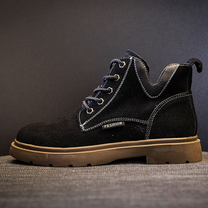 Otoño nueva moda coreana botines cortos para <span class=keywords><strong>mujer</strong></span> plantilla impermeable <span class=keywords><strong>de</strong></span> cuero genuino superior con gamuza sólido con cordones puntiagudos - Product Image 2