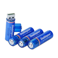 Baterai Lithium Ion AA Doublepow USB Rechargeable 1.5V 1500mWh untuk Elektronik Konsumen