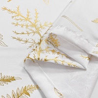 Rideaux occultants thermiques modernes à motifs de feuilles imprimés en feuille d'or pour chambre à coucher et salon, rideaux à œillets