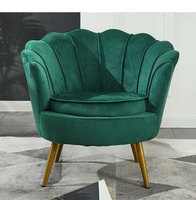 Canapé fauteuil moderne de luxe capitonné en forme de coquille en velours avec pieds dorés vert pour la maison, le bureau et l'hôtel